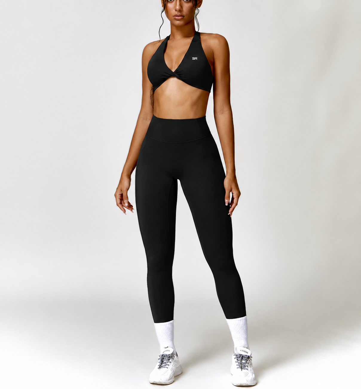 QUICK-DRYING HALTERNECK BRA & SPORTS TROUSERS 2-PIECE SET